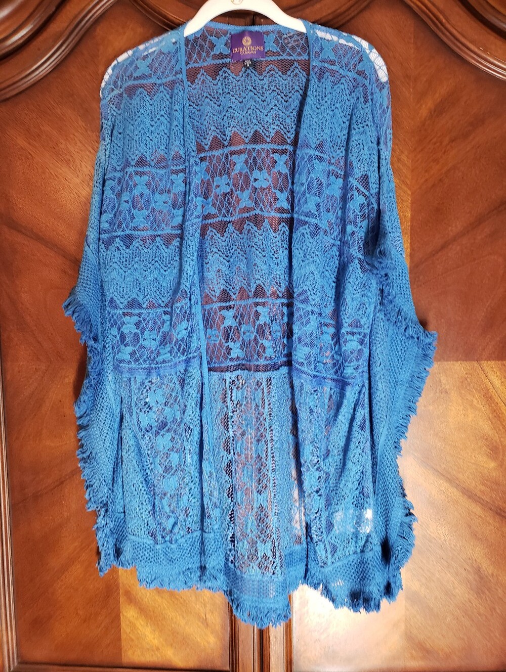 Cutations Blue Crochet Lace Open Front Duster Cardigan